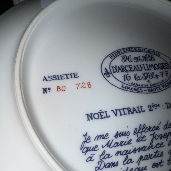 Limoges D'Arceau Noel Vitrail Dans La Creche Plate 1976 Christmas Box Cert Auth - Picture 3 of 16